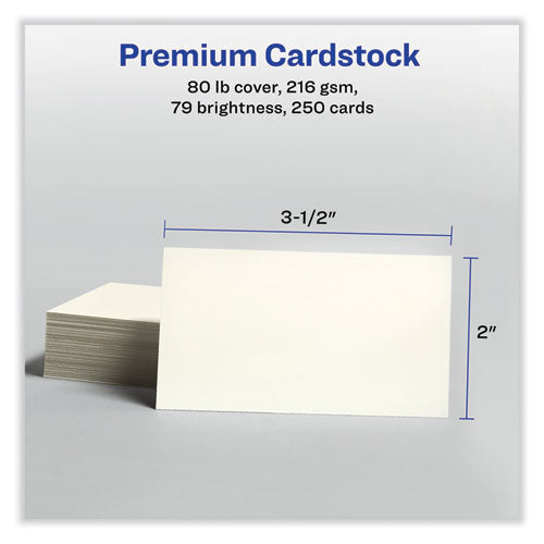 Image of Avery® 08376 Printable Microperforated Business Cards with Sure Feed Technology, Inkjet, 2 x 3.5, Ivory, 10/Sheet, 25 Sheets/Pack