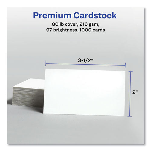 Image of Avery® 08471 Printable Microperforated Business Cards with Sure Feed Technology, Inkjet, 2 x 3.5, White, 10/Sheet, 100 Sheets/Bx