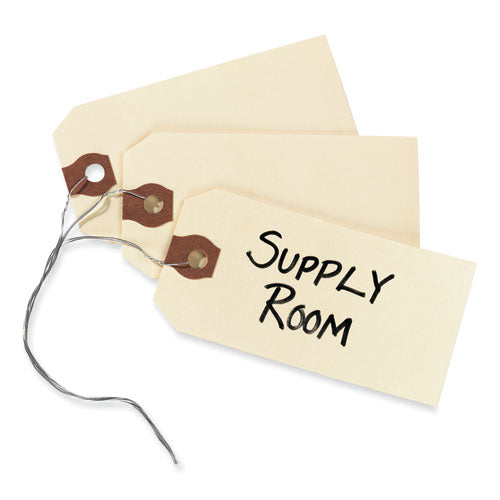 Image of Avery® AVE12602 Double Wired Shipping Tags, 11.5 pt Stock, 3.25 x 1.63, Manila, 1,000/Box
