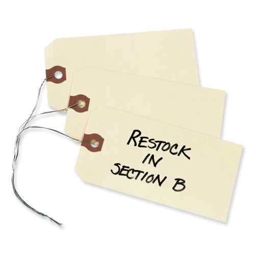 Image of Avery® AVE12602 Double Wired Shipping Tags, 11.5 pt Stock, 3.25 x 1.63, Manila, 1,000/Box