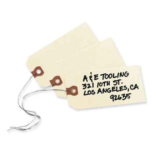 Image of Avery® 12604 Double Wired Shipping Tags, 11.5 pt Stock, 4.25 x 2.13, Manila, 1,000/Box