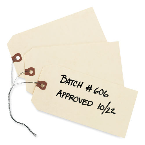 Image of Avery® 12604 Double Wired Shipping Tags, 11.5 pt Stock, 4.25 x 2.13, Manila, 1,000/Box