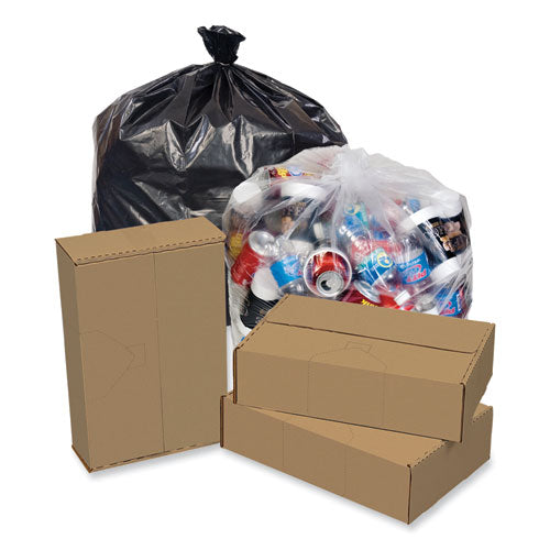 Image of Pitt Plastics PCRL3858SHK Eco Strong Plus Can Liners, 60 gal, 1.35 mil, 38" x 58", Black, Perforated Roll, 100/Carton