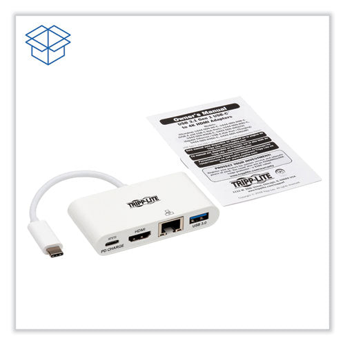 Image of Tripp Lite by Eaton 4k Dock With Charging And Ethernet, Usb C/4k Hdmi/usb A/pd Charging, White