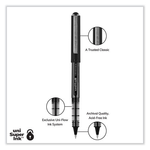 Image of uniball® 70129 VISION Rollerball Pen, Stick, Bold 1 mm, Blue Ink, Black/Blue/Clear Barrel, Dozen