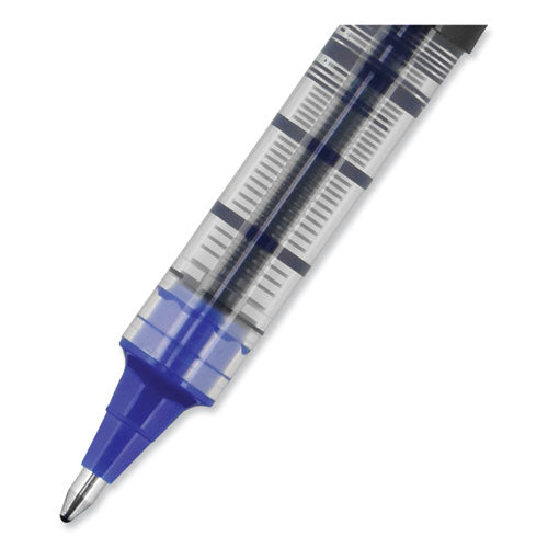 Image of uniball® 70129 VISION Rollerball Pen, Stick, Bold 1 mm, Blue Ink, Black/Blue/Clear Barrel, Dozen