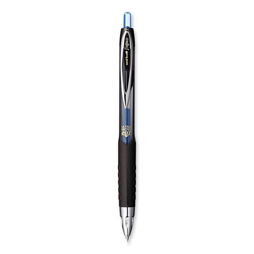 Image of uniball® 1790923 207 Ultra Micro Gel Pen, Retractable, Ultra-Micro 0.38 mm, Blue Ink, Clear/Black Barrel