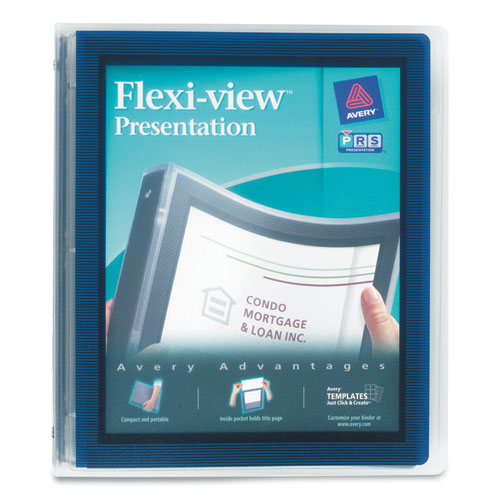 Image of Avery® 17685 Flexi-View Binder With Round Rings, 3 Rings, 1" Capacity, 11 X 8.5, Navy Blue