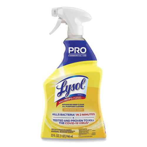 Image of Professional LYSOL® Brand 19200-00351 Advanced Deep Clean All Purpose Cleaner, Lemon Breeze, 32 Oz Trigger Spray Bottle, 12/carton