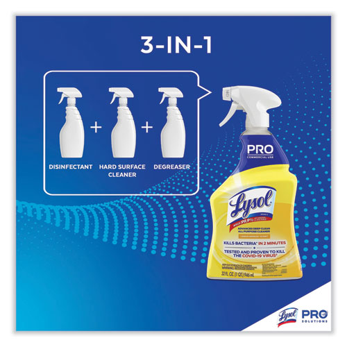 Image of Professional LYSOL® Brand 19200-00351 Advanced Deep Clean All Purpose Cleaner, Lemon Breeze, 32 Oz Trigger Spray Bottle
