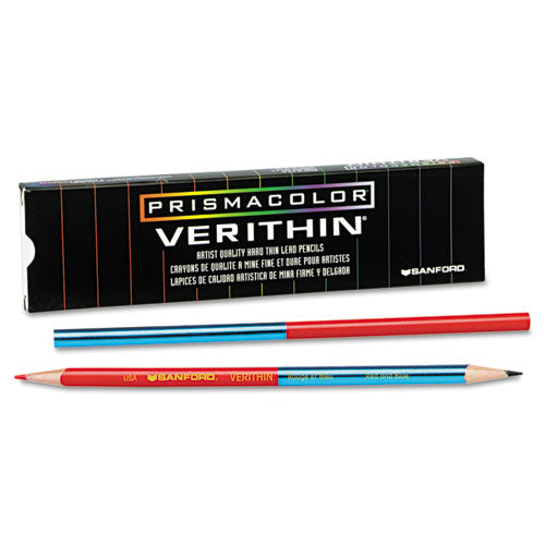 Image of Prismacolor® 02456 Verithin Dual-Ended Two-Color Pencils, 2 Mm, Blue/red Lead, Blue/red Barrel, Dozen