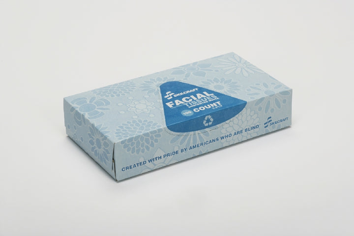 Image of SKILCRAFT® Facial Tissue, 100 Tissues per Dispenser Box, Case of 12