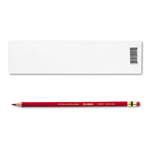 Image of Prismacolor® 20045 Col-Erase Pencil with Eraser, 0.7 mm, 2B, Carmine Red Lead, Carmine Red Barrel, Dozen