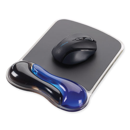 Image of Kensington® K62401AM Duo Gel Wave Mouse Pad with Wrist Rest, 9.37 x 13, Blue