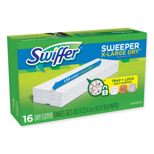 Image of Swiffer® 80337556 Sweeper XL Dry Refill Cloths, 16.9" x 9.8", White, 16/Box
