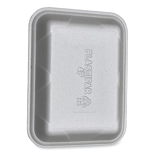 Image of GEN 4PWH Meat Trays, #4P, 9.5 x 7.19 x 1.2, White, Foam, 500/Carton