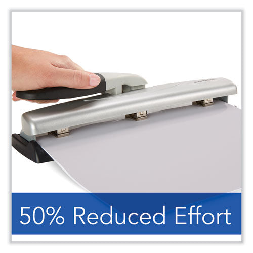 Image of Swingline® A7074026E 12-Sheet Lighttouch Desktop Two- To Three-Hole Punch, 9/32" Holes, Black/silver