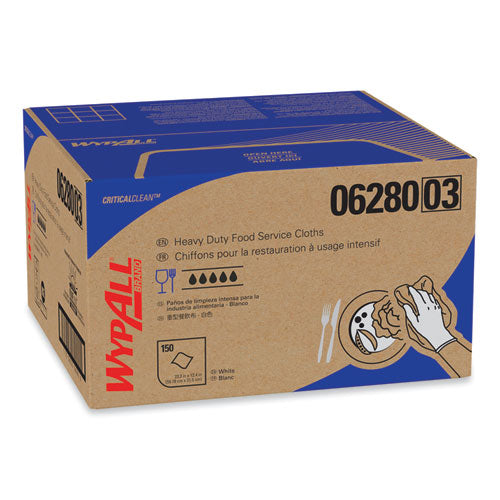Image of WypAll® 06280 X80 Foodservice Towel, Kimfresh Antimicrobial Hydroknit, 12 x 23.4, Unscented, White/Blue Stripe, 150/Carton