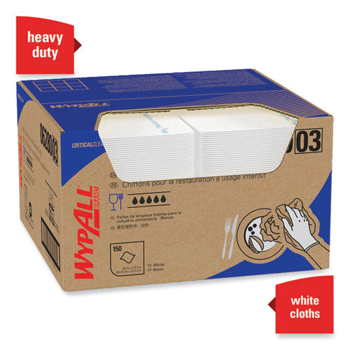 Image of WypAll® 06280 X80 Foodservice Towel, Kimfresh Antimicrobial Hydroknit, 12 x 23.4, Unscented, White/Blue Stripe, 150/Carton