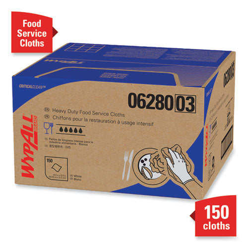 Image of WypAll® 06280 X80 Foodservice Towel, Kimfresh Antimicrobial Hydroknit, 12 x 23.4, Unscented, White/Blue Stripe, 150/Carton
