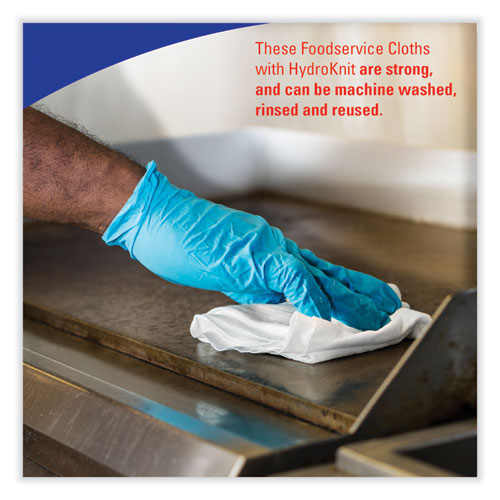 Image of WypAll® 06280 X80 Foodservice Towel, Kimfresh Antimicrobial Hydroknit, 12 x 23.4, Unscented, White/Blue Stripe, 150/Carton