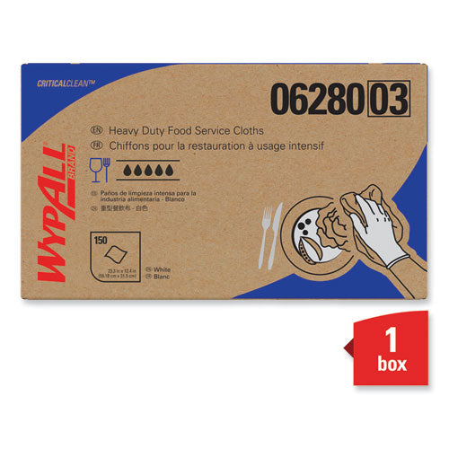 Image of WypAll® 06280 X80 Foodservice Towel, Kimfresh Antimicrobial Hydroknit, 12 x 23.4, Unscented, White/Blue Stripe, 150/Carton