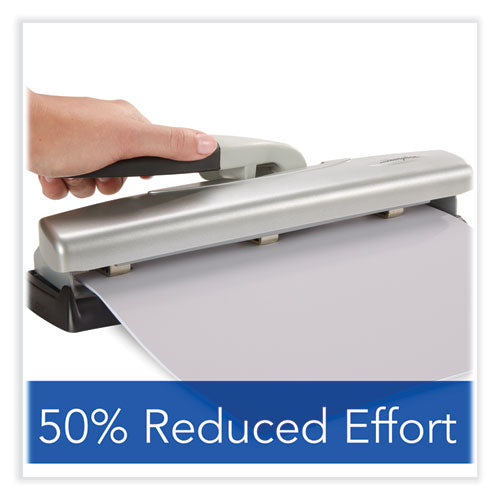 Image of Swingline® A7074030E 20-Sheet Lighttouch Desktop Two- To Seven-Hole Punch, 9/32" Holes, Silver/black
