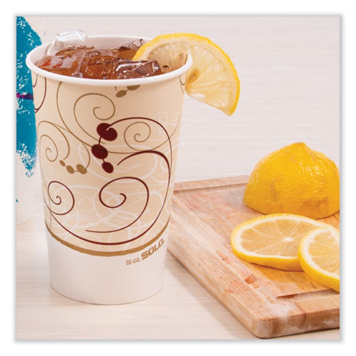 Image of SOLO® RNP16P-J8000 Double Sided Poly Paper Cold Cups, 16 oz, Symphony Design, 50/Sleeve, 20 Sleeves/Carton