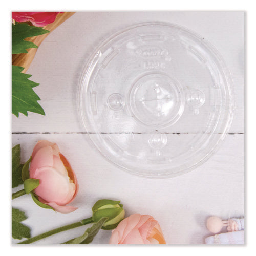 Image of SOLO® L32CR Straw-Slot Cold Cup Lids, Fits 30 oz to 32 oz Cold Cups, Plastic, Clear, 50/Sleeve, 20 Sleeves/Carton