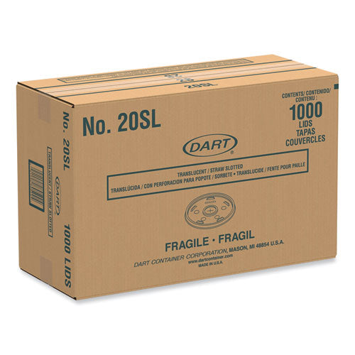 Image of Dart® 20SL Cold Cup Lids, Fits 8 oz to 32 oz Cold Cups/Containers, Plastic, Translucent, 100/Sleeve, 10 Sleeves/Carton