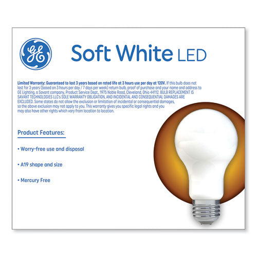 Image of GE 93109032 Classic LED SW Non-Dim A19 Light Bulb, 9 W, Soft White, 2/Pack