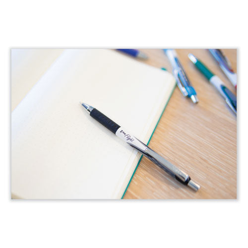 Image of Zebra® 21910 Z-Grip Flight Ballpoint Pen, Retractable, Bold 1.2 mm, Black Ink, Black/Gray/White Barrel, 12/Pack