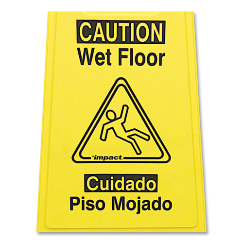 Image of Impact® 9152W Bilingual Yellow Wet Floor Sign, 12.05 X 1.55 X 24.3