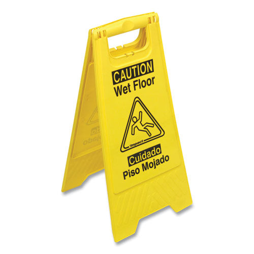 Image of Impact® 9152W Bilingual Yellow Wet Floor Sign, 12.05 X 1.55 X 24.3
