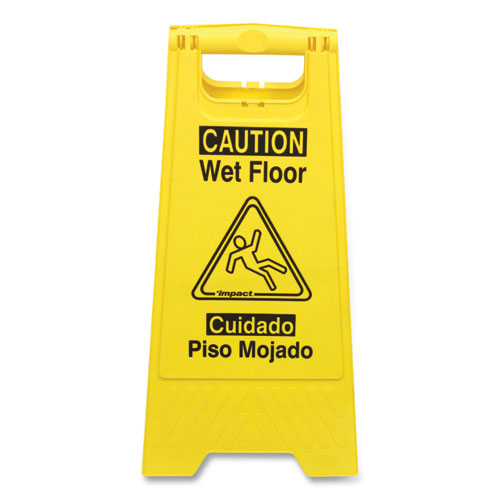 Image of Impact® 9152W Bilingual Yellow Wet Floor Sign, 12.05 X 1.55 X 24.3