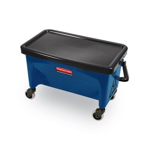 Image of Rubbermaid® Commercial FGQ93000BLUE Microfiber Finish Bucket, with Lid, 3 gal, Blue