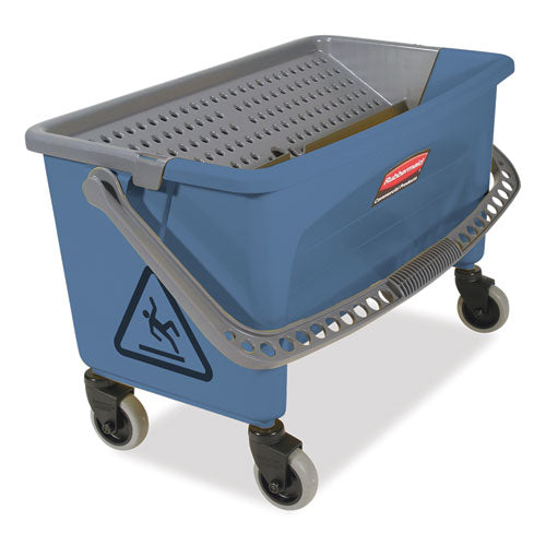 Image of Rubbermaid® Commercial FGQ93000BLUE Microfiber Finish Bucket, with Lid, 3 gal, Blue