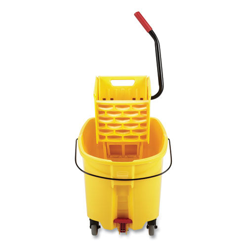 Image of Rubbermaid® Commercial FG757688YEL Wavebrake 2.0 Bucket/wringer Combos, Down-Press, 44 Qt, Plastic, Yellow