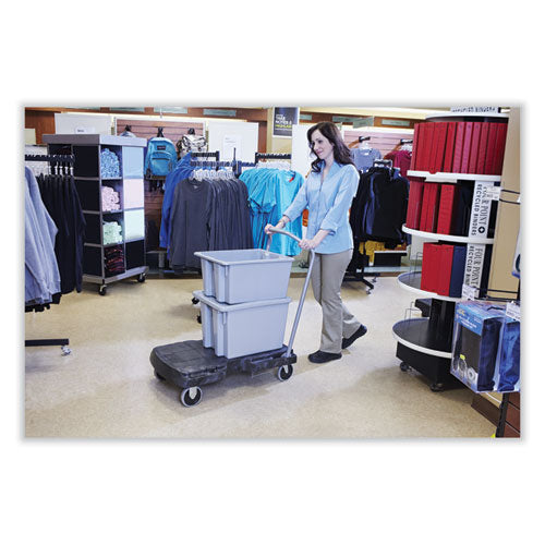 Image of Rubbermaid® Commercial FG440100BLA Triple Trolley Platform Truck with Angled-Loop Handle, 500 lb Capacity, 20.5 x 32.5 x 35, Black