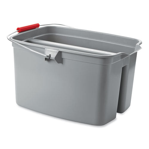 Image of Rubbermaid® Commercial FG261700GRAY Double Utility Pail, 17 qt, Plastic, Gray
