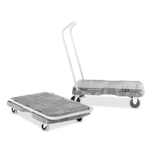 Image of Rubbermaid® Commercial FG440100BLA Triple Trolley Platform Truck with Angled-Loop Handle, 500 lb Capacity, 20.5 x 32.5 x 35, Black