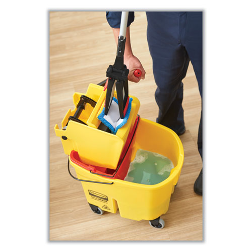 Image of Rubbermaid® Commercial FG757888BLUE WaveBrake 2.0 Bucket/Wringer Combos, Down-Press, 35 qt, Plastic, Blue