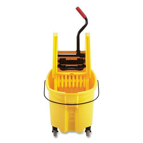Image of Rubbermaid® Commercial FG757788YEL Wavebrake 2.0 Bucket/wringer Combos, Down-Press, 35 Qt, Plastic, Yellow