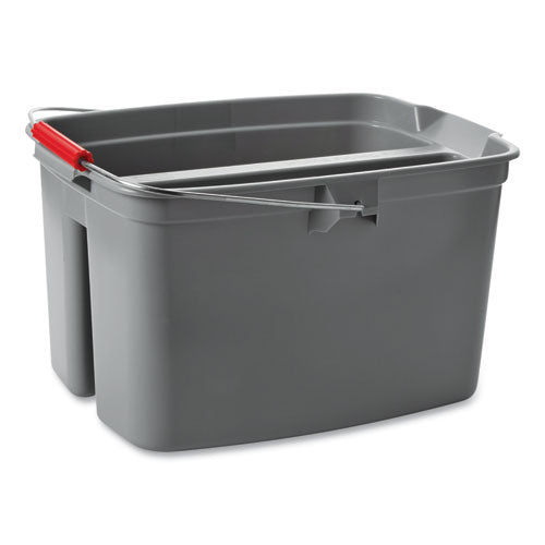 Image of Rubbermaid® Commercial FG261700GRAY Double Utility Pail, 17 qt, Plastic, Gray