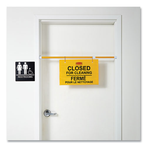 Image of Rubbermaid® Commercial FG9S1600YEL Site Safety Hanging Sign, 50 x 1 x 13, Multi-Lingual, Yellow