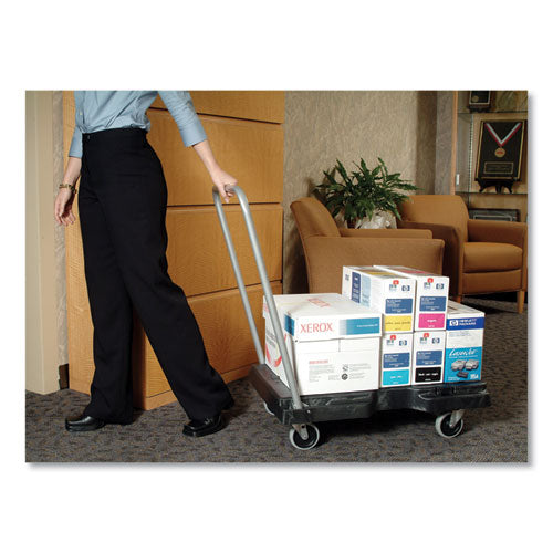 Image of Rubbermaid® Commercial FG440100BLA Triple Trolley Platform Truck with Angled-Loop Handle, 500 lb Capacity, 20.5 x 32.5 x 35, Black