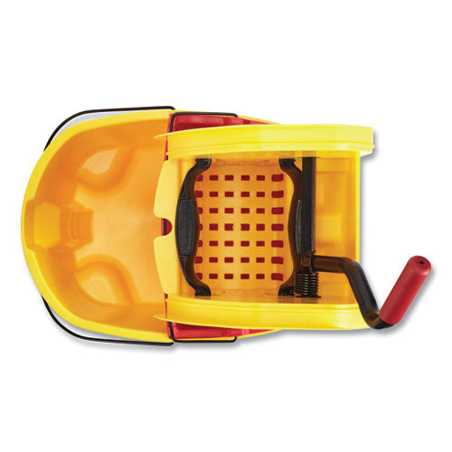 Image of Rubbermaid® Commercial FG757788YEL Wavebrake 2.0 Bucket/wringer Combos, Down-Press, 35 Qt, Plastic, Yellow