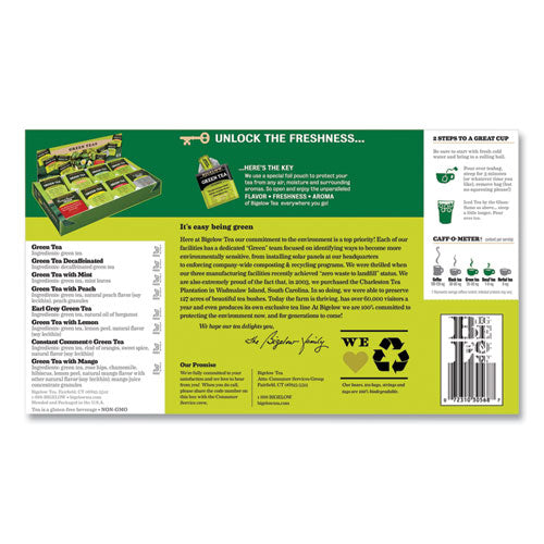 Image of Bigelow® RCB30568 Green Tea Assortment, Individually Wrapped, Eight Flavors, 64 Tea Bags/box
