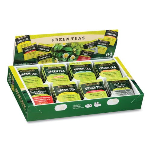 Image of Bigelow® RCB30568 Green Tea Assortment, Individually Wrapped, Eight Flavors, 64 Tea Bags/box