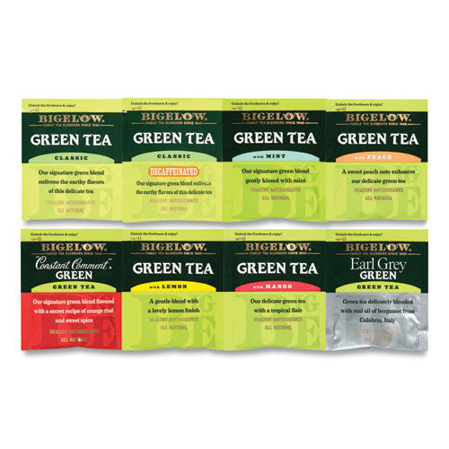 Image of Bigelow® RCB30568 Green Tea Assortment, Individually Wrapped, Eight Flavors, 64 Tea Bags/box